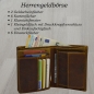 Preview: Rustikale Wildleder Herren Geldbörse Portemonnaie Dunkelbraun echtes Büffel Rindleder Hochformat Doppelnaht